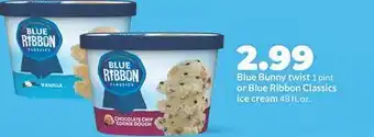 Hy-Vee Blue Bunny twist 1 pint or Blue Ribbon Classics ice cream 48 fl. oz offer