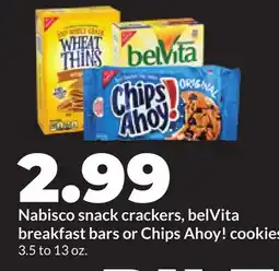 Hy-Vee Nabisco snack crackers, belVita breakfast bars or Chips Ahoy! cookies offer