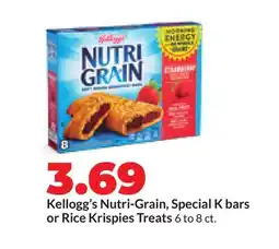 Hy-Vee Kellogg's Nutri-Grain, Special K bars or Rice Krispies Treats offer