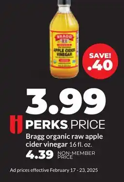 Hy-Vee Bragg organic raw apple cider vinegar offer