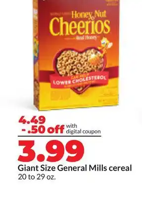 Hy-Vee Giant Size General Mills cereal offer