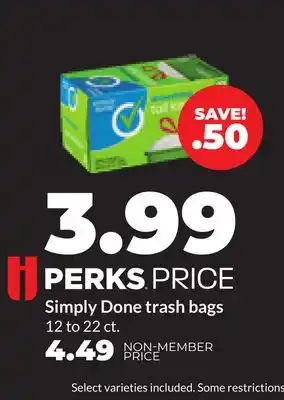 Hy-Vee Simply Done trash bags offer