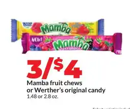 Hy-Vee Mamba fruit chews or Werther's original candy offer