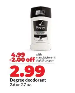 Hy-Vee Degree deodorant offer