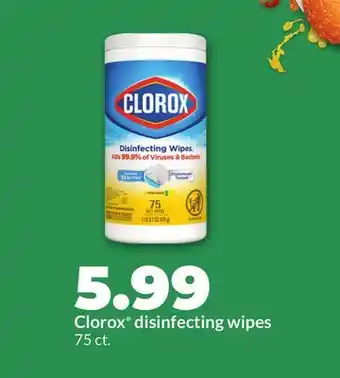 Hy-Vee Clorox disinfecting wipes offer