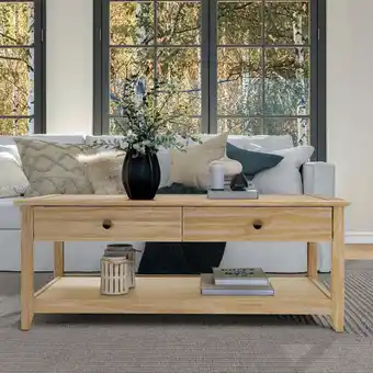 Walmart Greenport Coffee Table, Solid Wood with a Brushed Driftwood Finish offer