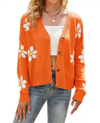 Walmart Alsol Lamesa Women's Cardigan Sweater Floral Print Open Front Buton Down Soft Knit Cardigans Sweater offer