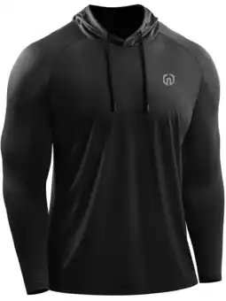 Walmart NELEUS Mens UPF 50+ Long Sleeve Shirts Hoodies Sun Protection Workout Dry Fit,Black,US Size S offer