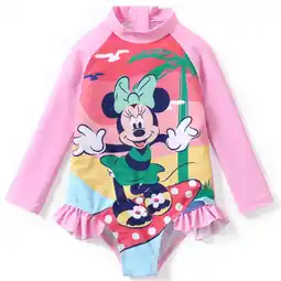 Walmart Disney Toddler Girls Swimsuit Minnie Mouse Rash Guard Graphic Bathing Suits Pink Kids 6-7 T offer