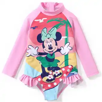 Walmart Disney Toddler Girls Swimsuit Minnie Mouse Rash Guard Graphic Bathing Suits Pink Kids 6-7 T offer