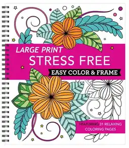 Walmart Color & Frame Large Print Easy Color & Frame - Stress Free (Adult Coloring Book), (Spiral-Bound) offer