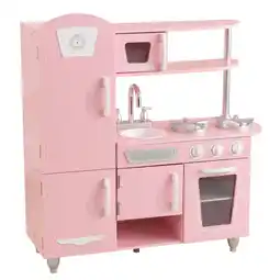 Walmart KidKraft Vintage Wooden Play Kitchen with Working Knobs, Pink offer