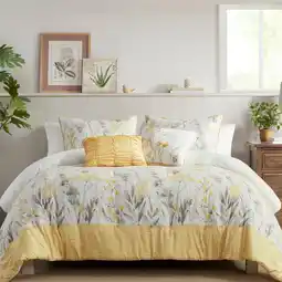 Walmart Regency Heights Prairie Full/Queen Textured Print Reversible Comforter Set in Yellow offer