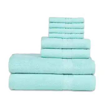 Walmart Casa Lino 8 Pc Bath Towel | 2 Hand, 4 Wash & 2 Bath Towels | 100% Cotton Bathroom Set, Sky Blue offer