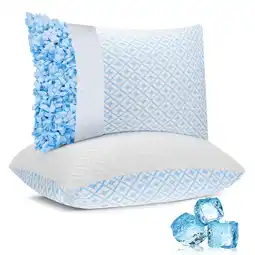 Walmart SORMAG Cooling Bed Pillows for Sleeping Shredded Memory Foam Pillows Queen Size Set of 2 Pack offer