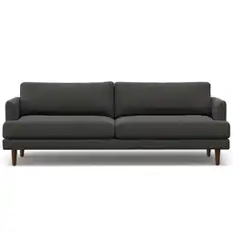 Walmart Simpli Home Livingston Mid-Century Modern 90 inch Wide Sofa in Charcoal Grey Woven-Blend Fabric offer