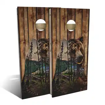 Walmart Skip's Garage Bear Mountain Outdoor Cornhole Board Set Include Case + Hole Lights Backyard 2x4 offer