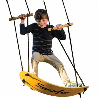 Walmart Swurfer The Original Stand up Surfing Swing, Wooden Outdoor Swing for Kids and Adults offer