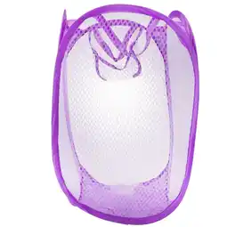 Walmart Foldable Up Easy Open Mesh Laundry Clothes Hamper Basket for College Dorm (Purple) offer