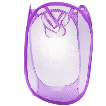 Walmart Foldable Up Easy Open Mesh Laundry Clothes Hamper Basket for College Dorm (Purple) offer