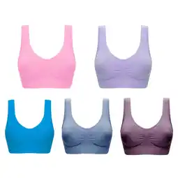 Walmart Women Bras Plus Size,5 Pack Seamless Sports Bra Wirefree Yoga Bra With Removable Pads For Women offer