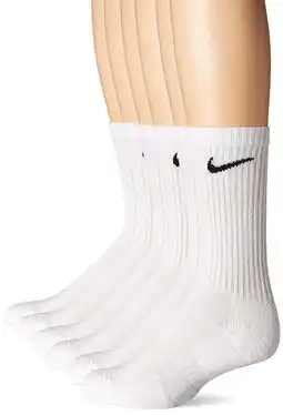 Walmart Nike Men's Socks Dri-Fit Everyday Cushioned Training Athletic Fitness Socks Size 6-8, White, 6 Pair offer