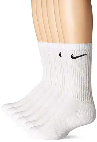 Walmart Nike Men's Socks Dri-Fit Everyday Cushioned Training Athletic Fitness Socks Size 6-8, White, 6 Pair offer