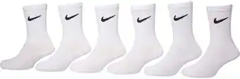 Walmart Nike Polyester Athletic Mid Calf Socks Kids 5-7, White (6 Pack) offer