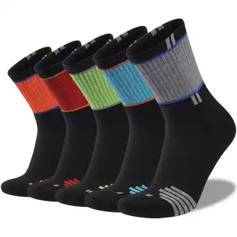 Walmart COOPLUS 5 Pairs Men's Hiking Walking Sock Breathable Crew Socks Size 10-13 offer