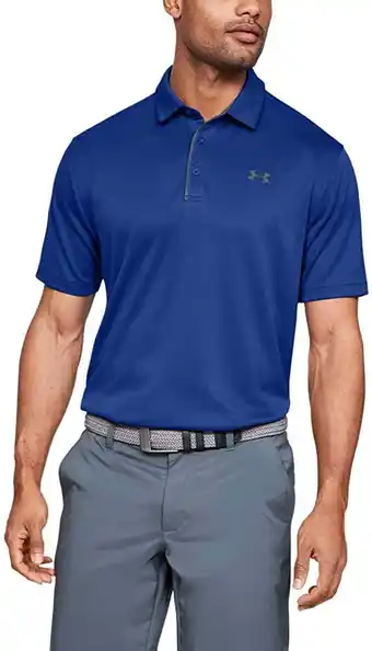 Walmart Under Armour Mens Tech Golf Polo Royal 400/Graphite Medium Tall offer