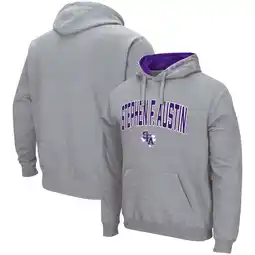 Walmart Men's Colosseum Heathered Gray Stephen F Austin Lumberjacks Arch and Logo Pullover Hoodie offer