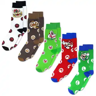 Walmart Nintendo Boys Super Mario Polyester Socks, Multicolor (5 Pack) offer