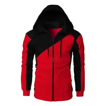 Walmart Red Hoodies Mens Casual Zipper Hoodie Splicing Large Size Sweater Jacket offer