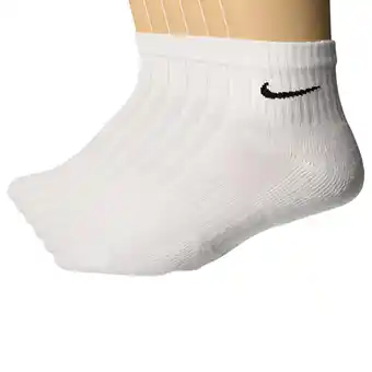 Walmart Nike Everyday Cotton Cushioned Ankle Quarter 6 Pair Socks with DRI-FIT Technology, White, Large offer