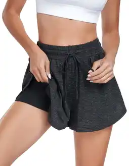 Walmart JuneFish Women's 2 in 1 Flowy Athletic Shorts Running Tennis Skirt Workout Skorts with Pockets offer