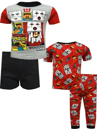 Walmart AME Sleepwear Boys Minecraft Dodge This 4 Piece Cotton Pajamas (8) offer