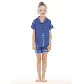 Walmart Hiijoy Toddler Girls Pajama Sets Solid Short Sleeves Button Down Shirt Shorts Sleepwear offer