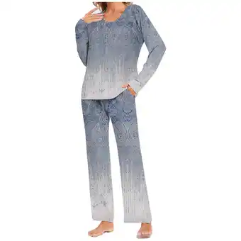 Walmart Pajamas Women's Long Sleeve Pj Set Soft 2 Piece Loungewear Sleepwear with Jogger Pants XS-3XL,Navy,S offer