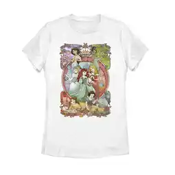 Walmart Women's Disney Princesses Vintage Collage Graphic Tee White Large offer