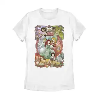 Walmart Women's Disney Princesses Vintage Collage Graphic Tee White Large offer