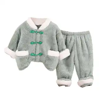 Walmart Ugoldhm Toddler Girl Outfit Pajamas Thickened Home Wear Flannel Sleepwear Set Clearance Baby Clothes offer