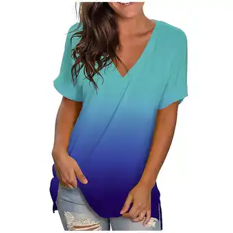 Walmart MIUOWANP T-Shirt for Women with Short Sleeve Loose Gradient Style Blouse offer