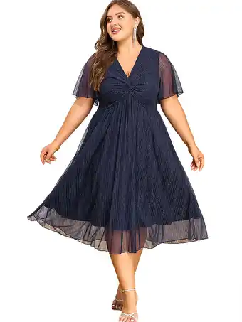 Walmart Lapaplus Plus Size Dresses for Curvy Women Sparkly Wedding Guest Formal Cocktail Midi Dress offer