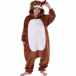 Walmart SWEETXIN Kids Reindeer Onesie Pajamas Plush Costume Cosplay Sleepwear for Girls Boys Jumpsuit 5T offer