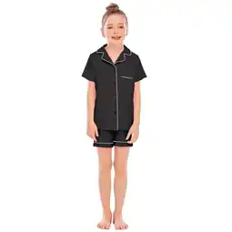 Walmart Hiijoy Toddler Girls Pajamas Solid Short Sleeves Button Shirt Shorts Sleepwear Loungewear offer