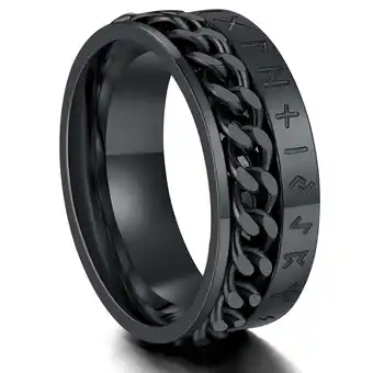 Walmart ChainsProMax Viking Rune Spinner Rings for Men/Women, Size #7-#14 Chain Link Fidget Ring, Black offer