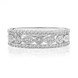 Walmart JeenMata Harmonizing Wedding Band Trio Set for Women in 18K White Gold over Silver offer