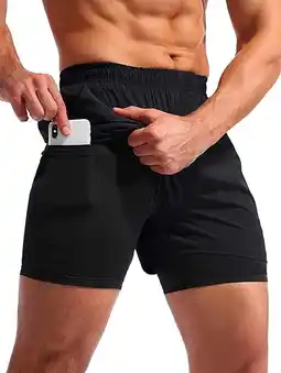 Walmart SOMER Men’s 2 in 1 Running Shorts Quick Dry Gym Athletic Workout Shorts for Men with Phone Pockets offer