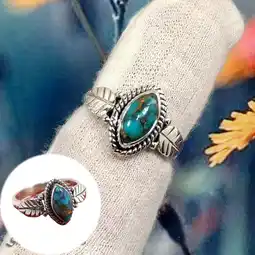 Walmart Clearance Rings for Women 925 Sterling Silver Marquise Cut Retro Crack Turquoise Leaf Ring offer