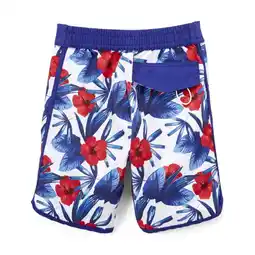 Walmart Azul Little Boys White Red Blue Hawaii Print Back Pocket Swim Shorts offer